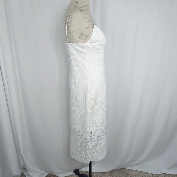 Bardot Lace Dress 8 Medium White Midi - Picture 8 of 10